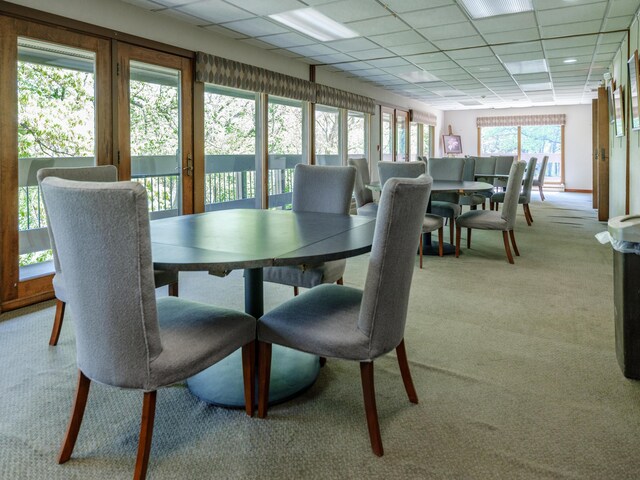 4040 Greenleaf Cir Unit 108, Kalamazoo, MI 49008 - dining room with light carpet and a paneled ceiling