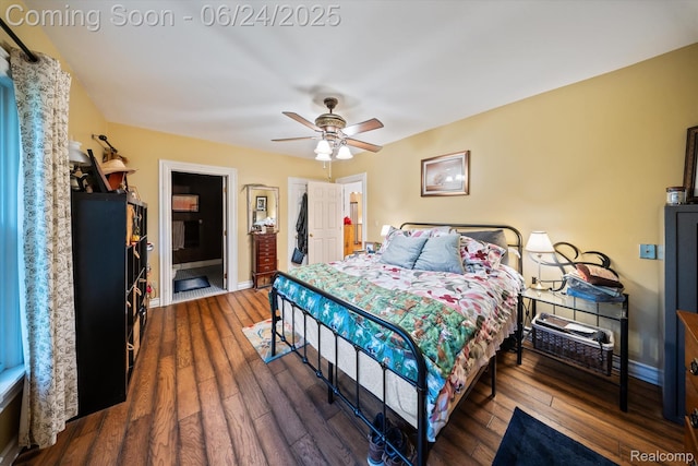 8450 Rosbolt Rd, Willis, MI 48191 - bedroom with dark wood finished floors and ceiling fan