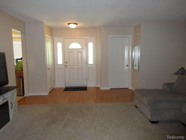 3521 Brandt Ln, Metamora, MI 48455 - entrance foyer featuring plenty of natural light, carpet flooring, and wood finished floors
