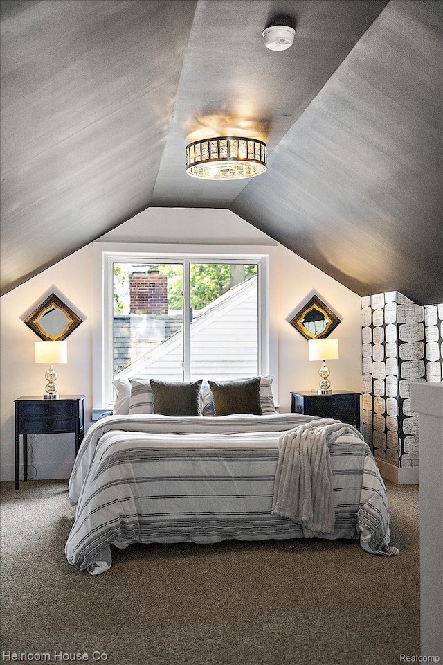2718 Hubbard St, Dearborn, MI 48124 - bedroom with carpet flooring and vaulted ceiling