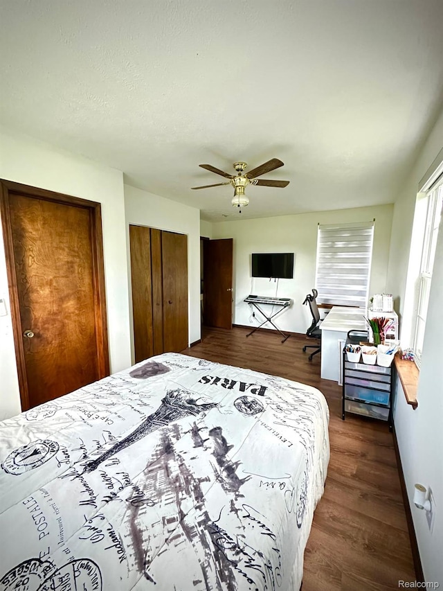 4502 E Wilkinson Rd, Owosso, MI 48867 - bedroom featuring wood finished floors and a ceiling fan