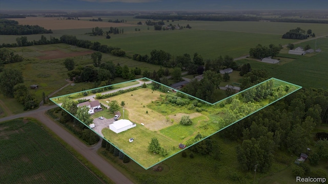 4502 E Wilkinson Rd, Owosso, MI 48867 - aerial view of sparsely populated area featuring property parcel outlined and farmland