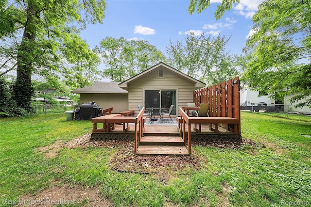 888 Mallock Rd, White Lake, MI 48386 - back of house featuring a wooden deck and a fenced backyard