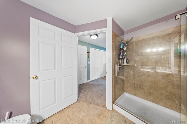 888 Mallock Rd, White Lake, MI 48386 - bathroom with a shower stall and tile patterned flooring