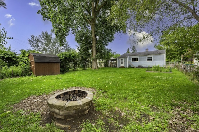 241 Dakota Ave, Ypsilanti, MI 48198 - view of yard with a fire pit and a shed