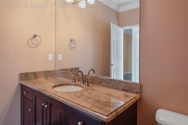 17601 Rolling Woods Cir, Northville, MI 48168 - bathroom with ornamental molding and vanity