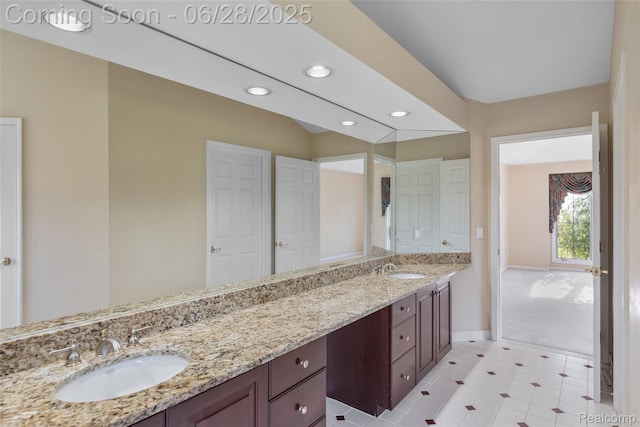 17601 Rolling Woods Cir, Northville, MI 48168 - full bathroom with double vanity and recessed lighting