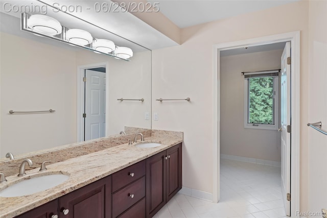 17601 Rolling Woods Cir, Northville, MI 48168 - full bath featuring double vanity and tile patterned flooring