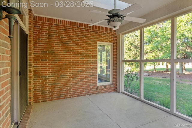 17601 Rolling Woods Cir, Northville, MI 48168 - unfurnished sunroom featuring ceiling fan