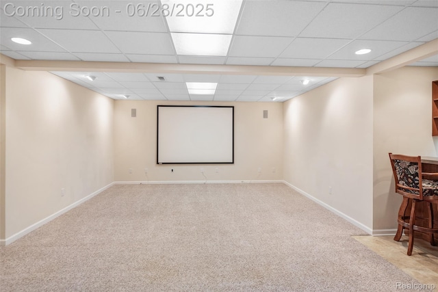17601 Rolling Woods Cir, Northville, MI 48168 - cinema room featuring carpet and a paneled ceiling