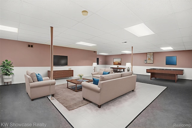 3675 S Commerce Rd, Commerce Twp, MI 48390 - living area featuring a drop ceiling and pool table