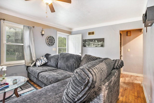 1493 Remus St, Kalamazoo, MI 49004 - living room featuring ceiling fan and wood-type flooring