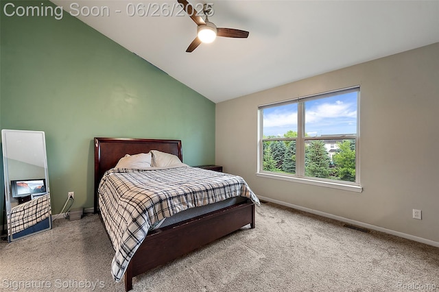 2155 Canal St, Commerce Twp, MI 48382 - carpeted bedroom with vaulted ceiling and ceiling fan