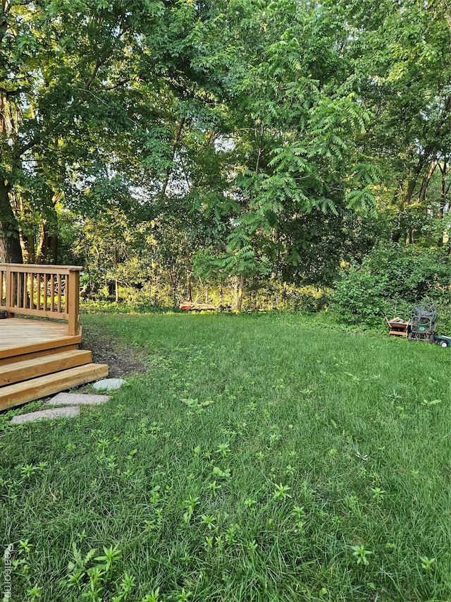 3976 Bristol Dr, Troy, MI 48083 - view of green lawn with a wooden deck