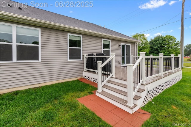 10001 Swan Lake Cir, Ypsilanti, MI 48197 - wooden deck featuring a lawn