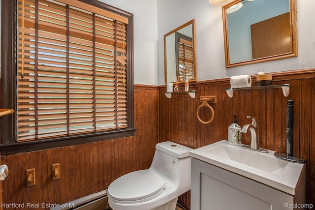 19100 Coral Gables St, Southfield, MI 48076 - bathroom featuring a wainscoted wall, vanity, and wooden walls