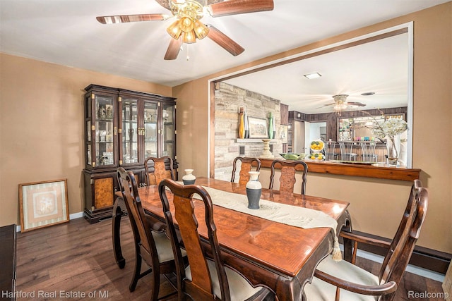 19100 Coral Gables St, Southfield, MI 48076 - dining space with a ceiling fan and wood finished floors