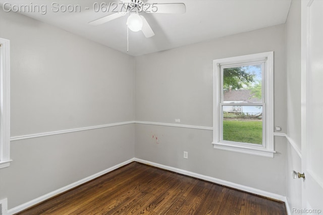 15848 Woodworth, Plymouth, MI 48239 - unfurnished room with dark wood-type flooring and a ceiling fan
