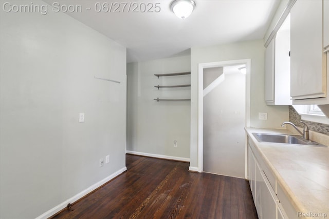 15848 Woodworth, Plymouth, MI 48239 - kitchen featuring white cabinets, dark wood finished floors, and light countertops