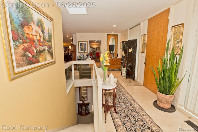 3788 Crestlake Dr, Bloomfield Hills, MI 48304 - hallway with light tile patterned floors and recessed lighting