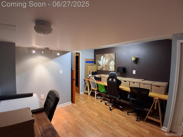 155 Cascade Ln, Waterford, MI 48327 - office area featuring wood finished floors and rail lighting