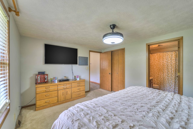 123 Carlysle Dr, Brooklyn, MI 49230 - bedroom with light colored carpet, a textured ceiling, and a closet