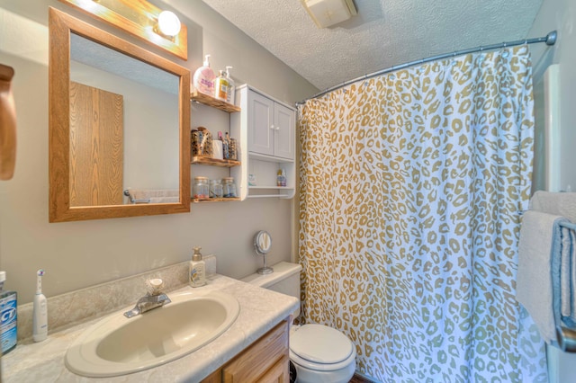 123 Carlysle Dr, Brooklyn, MI 49230 - bathroom with vanity, a textured ceiling, and a shower with curtain