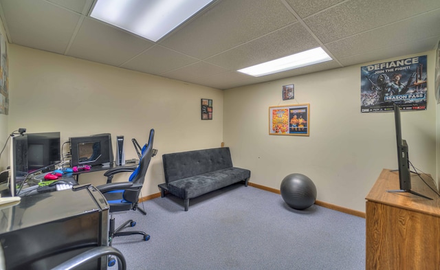 123 Carlysle Dr, Brooklyn, MI 49230 - carpeted home office featuring a paneled ceiling