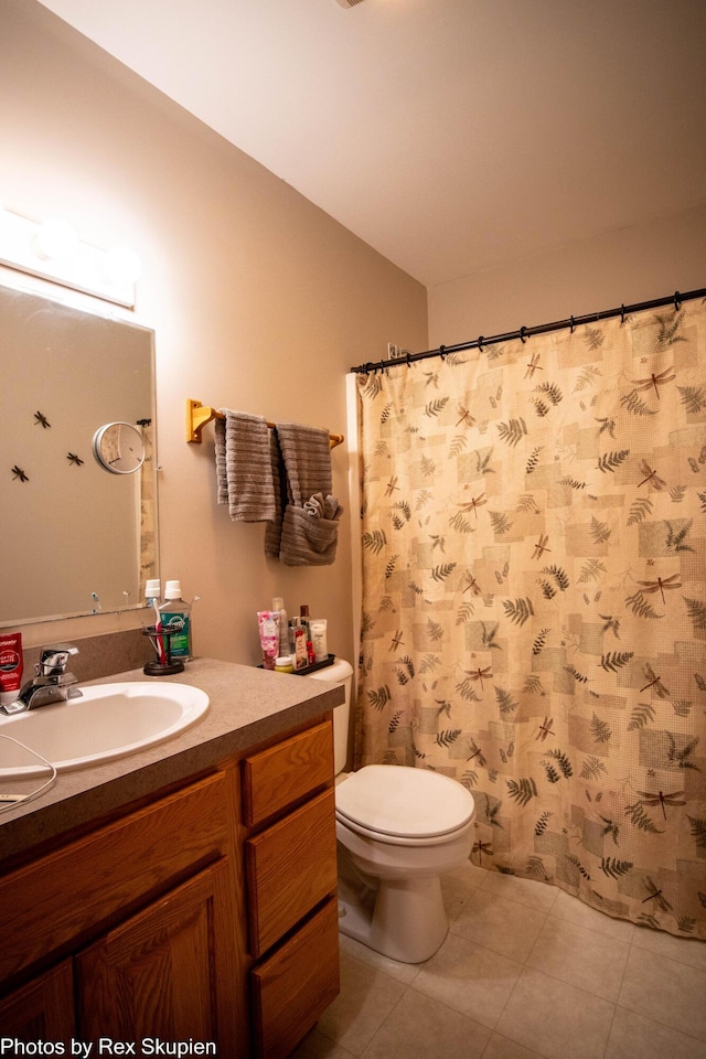 17474 Connor Cir, Bailey, MI 49303 - bathroom featuring vanity, tile patterned floors, and a shower with shower curtain
