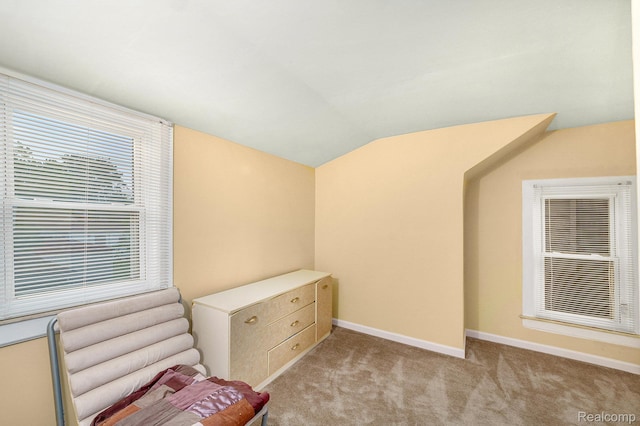 701 Cleophus Pkwy, Lincoln Park, MI 48146 - interior space with lofted ceiling, light carpet, and healthy amount of natural light