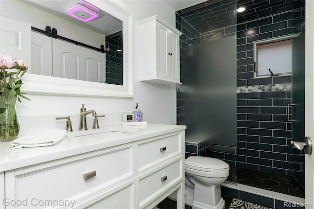 605 S Troy St, Royal Oak, MI 48067 - bathroom with tile walls, vanity, tiled shower, and tile patterned flooring