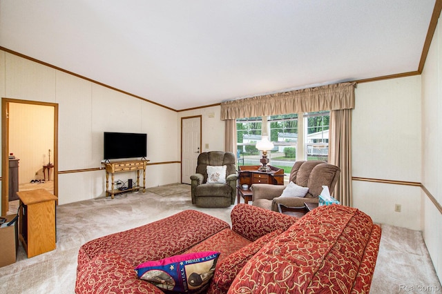 2900 Hyde Park, Bay City, MI 48706 - carpeted living area featuring ornamental molding and lofted ceiling