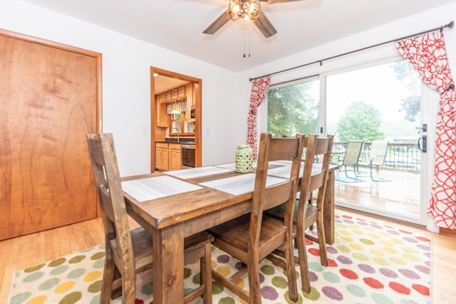 1169 Wilbur, Pinckney, MI 48169 - dining room with light wood-style flooring and ceiling fan