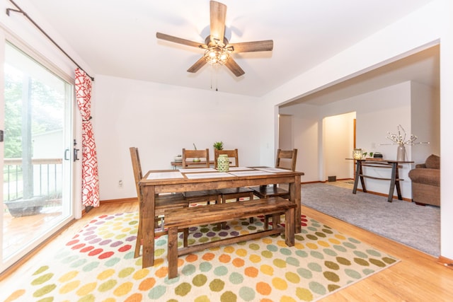 1169 Wilbur, Pinckney, MI 48169 - dining area featuring light wood-style flooring and a ceiling fan