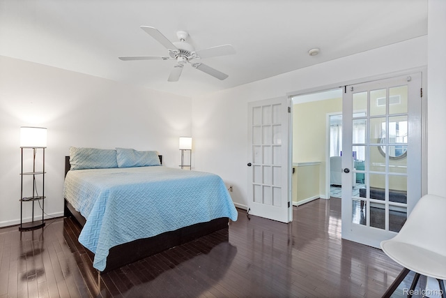 5305 Wright Way S, West Bloomfield, MI 48322 - bedroom featuring french doors, wood finished floors, and ceiling fan