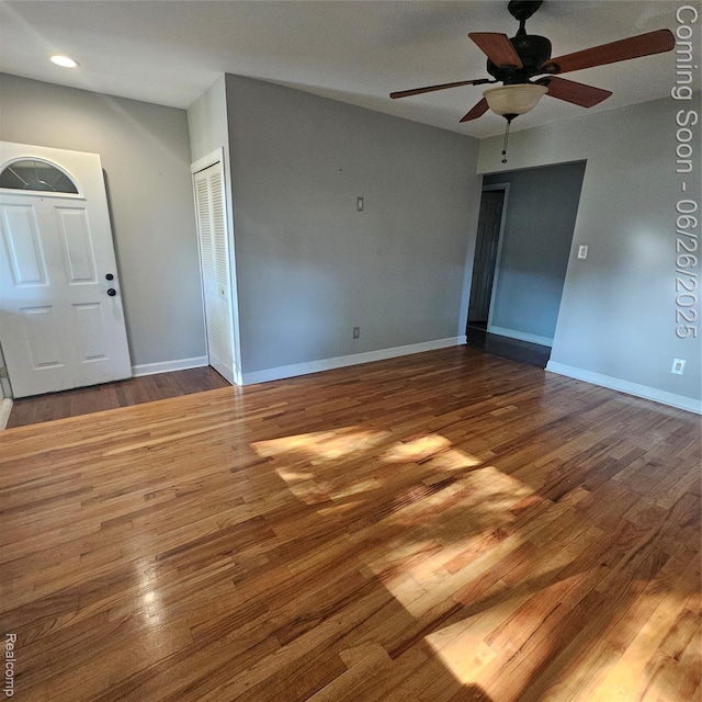 30146 Boewe Dr, Warren, MI 48092 - unfurnished room with a ceiling fan, wood finished floors, and recessed lighting