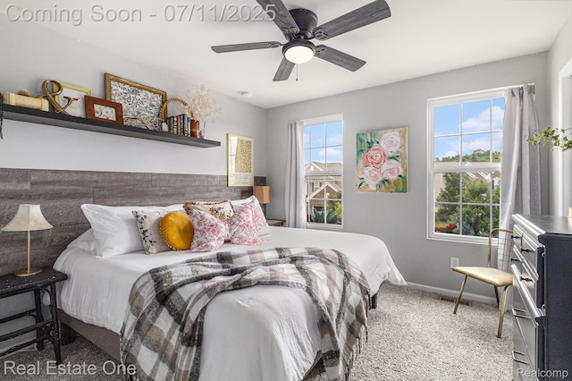 59141 Peters Barn Dr, South Lyon, MI 48178 - carpeted bedroom featuring baseboards and a ceiling fan