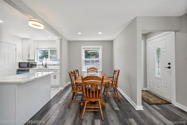1122 Symes Ct, Royal Oak, MI 48067 - dining area with dark wood finished floors, plenty of natural light, and recessed lighting