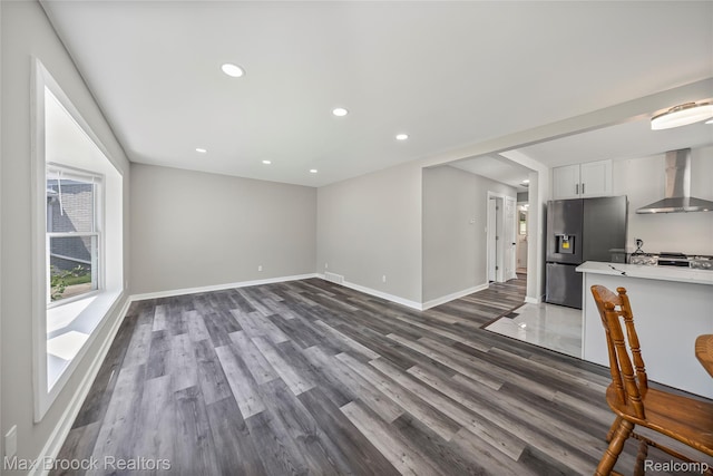 1122 Symes Ct, Royal Oak, MI 48067 - unfurnished living room with dark wood-type flooring and recessed lighting