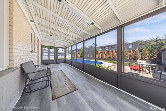 1122 Symes Ct, Royal Oak, MI 48067 - unfurnished sunroom featuring lofted ceiling