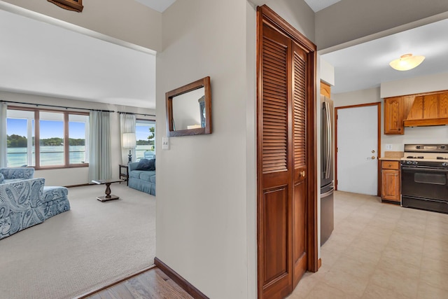 38 Evans Trl, Tipton, MI 49287 - hallway featuring a water view and baseboards