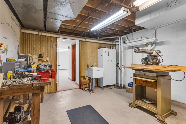 38 Evans Trl, Tipton, MI 49287 - unfinished basement with a workshop area