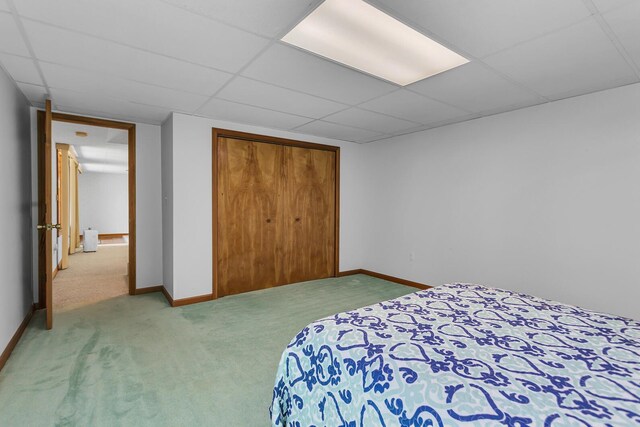 38 Evans Trl, Tipton, MI 49287 - bedroom with carpet, a closet, and a paneled ceiling