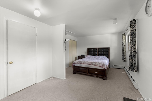 2738 Berry Dr, Bloomfield Hills, MI 48304 - bedroom featuring a baseboard heating unit and light colored carpet