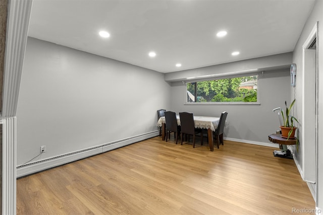 2738 Berry Dr, Bloomfield Hills, MI 48304 - dining room featuring a baseboard radiator, recessed lighting, and light wood-style floors