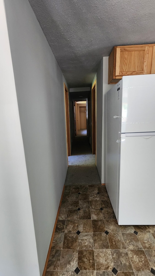 5213 S Newcosta Ave, Newaygo, MI 49337 - hallway featuring a textured ceiling and dark stone finish flooring
