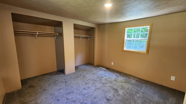 5213 S Newcosta Ave, Newaygo, MI 49337 - unfurnished bedroom with multiple closets, carpet, and a textured ceiling