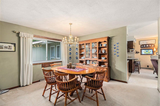 8025 Fosdick Rd, Saline, MI 48176 - dining space with a chandelier, light carpet, and a textured ceiling