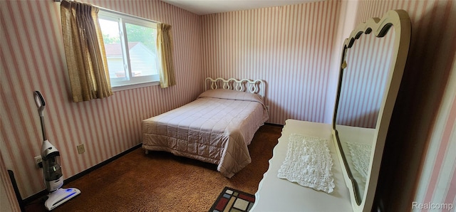 15480 Sherwood Ln, Fraser, MI 48026 - bedroom featuring wallpapered walls and dark colored carpet