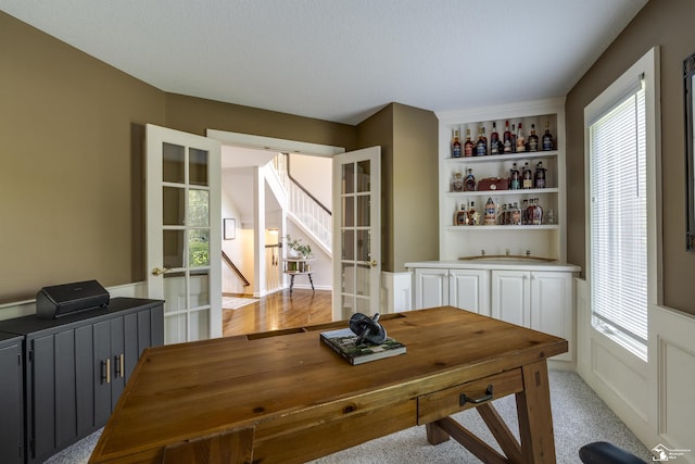 7145 S Valley Cir, Lambertville, MI 48144 - office area featuring french doors and light colored carpet